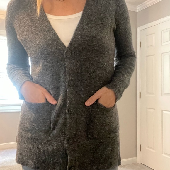 Old Navy Long Grey Cardigan Sweater - Picture 4 of 5